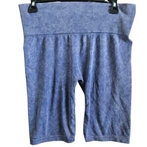 Blue Active Wear Shorts Fold Over Waistband Size Large